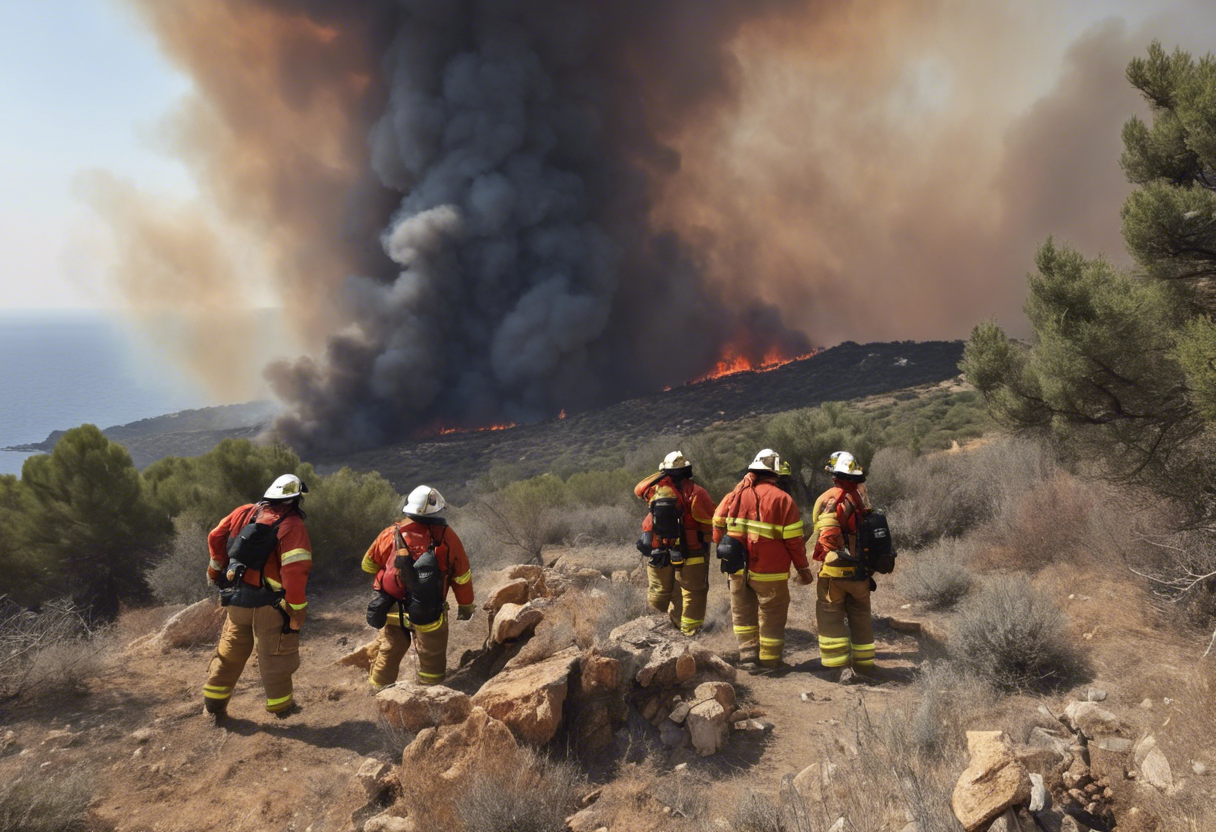 Cientos de bomberos están enfrentando los incendios forestales en las islas griegas de Cos, Chios y Creta