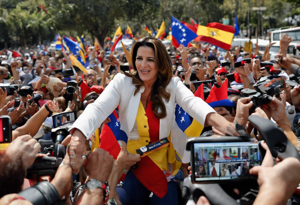 Venezuela: María Corina Machado denuncia el fraude electoral de Maduro ante miles de manifestantes en Caracas